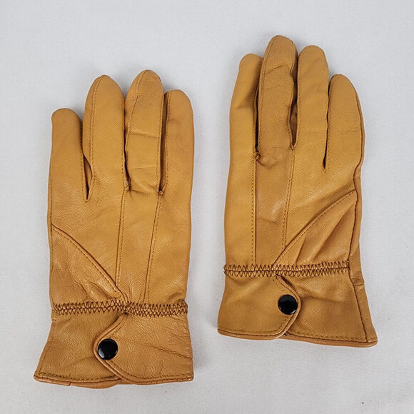 Yellow Leather Lined Gloves Size S - Picture 1 of 5